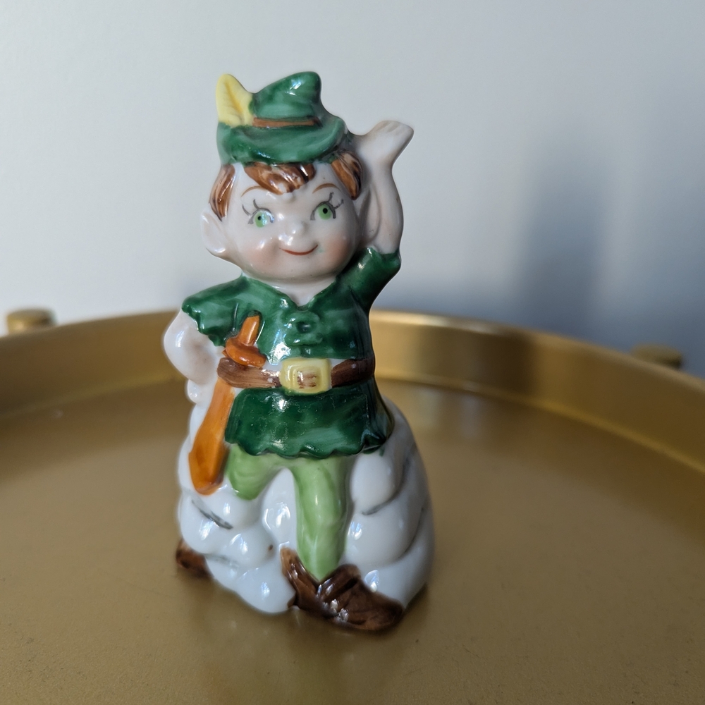 Vintage Disney Peter Pan Porcelain Figurine Trinket Bell